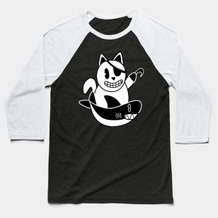 Pirate Cat Rides Shark Baseball T-Shirt